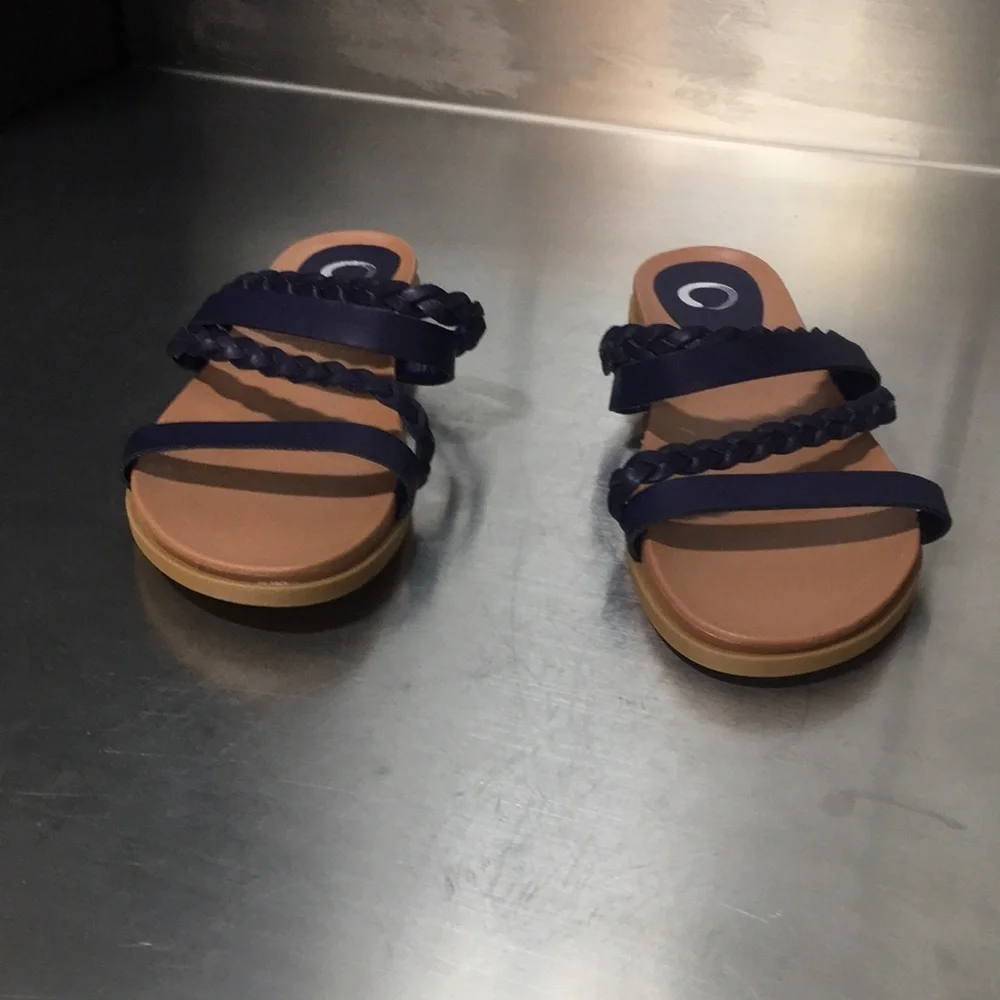New WB Woman’s Journee Collection Women's Navy Braided Sandals